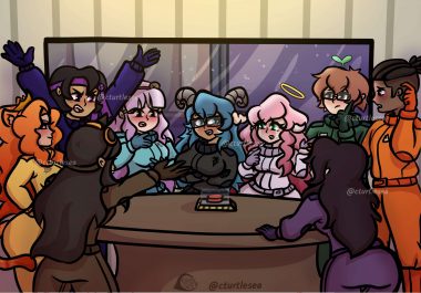 And Illustration of some of my characters (and my partners) in a game of amoung us!